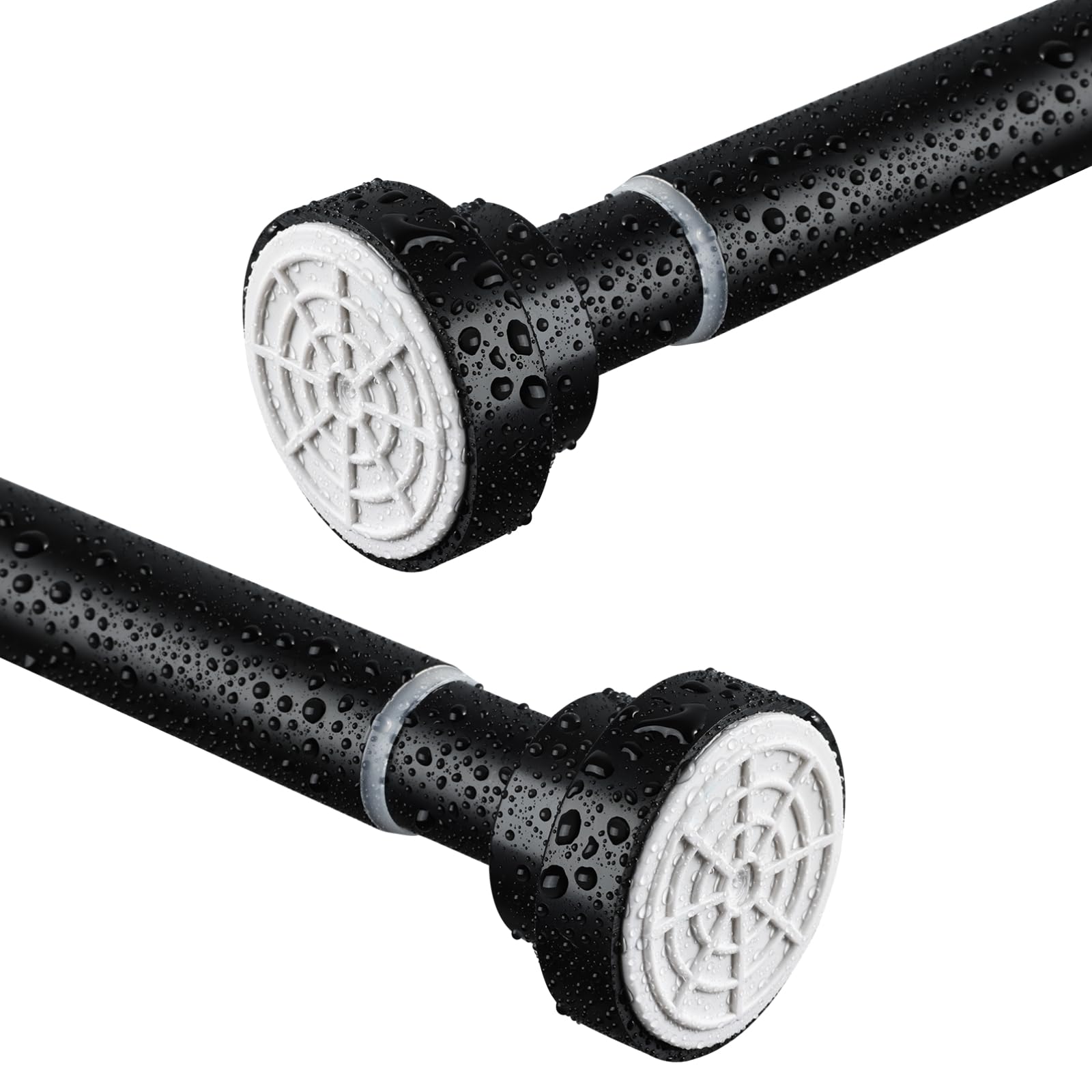 Shower Curtain Rod, Stainless Steel Extendable Shower Curtain Pole Tension Rods for Curtain No Drilling Shower Curtain Rail Net Curtain Poles for Bathroom Window Kitchen Wardrobe 125-205cm,Black