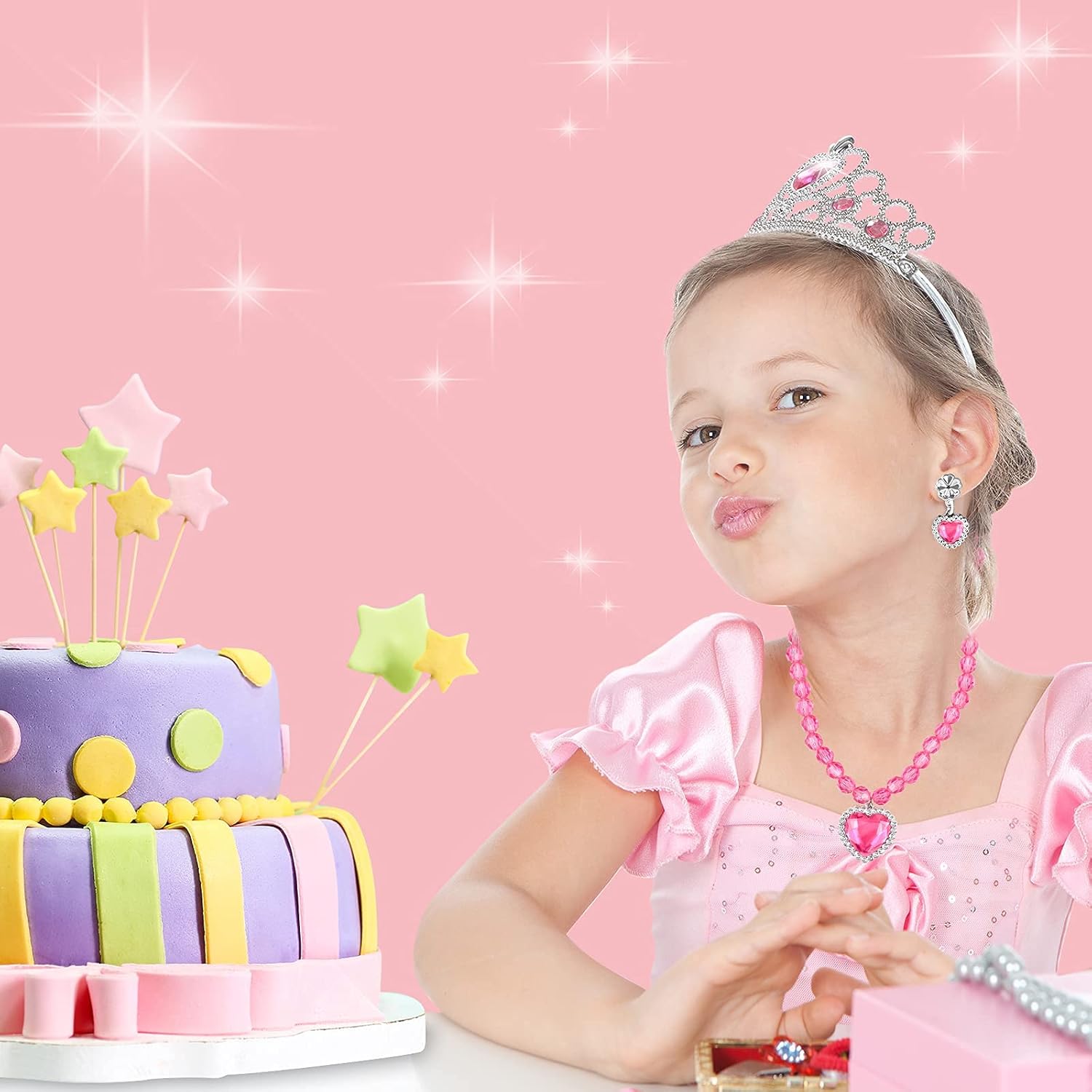 SUPER JOY Princess Dress Up Shoes & Jewelry Boutique - Pretend Princess Toys, 4 Pairs Play Shoes and Multiple Fashion Jewelry Accessories Girls Role Play Beauty Gift Toys for Age 3 4 5 6 Year Old: Toys & Games
