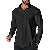 COOFANDY Mens Quarter Zip Pullover Athletic Shirt Long Sleeve Sun Protection Shirt Golf Zip Up Lightweight T Shirts for Man