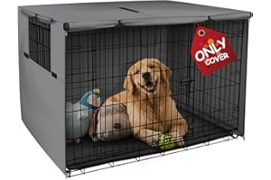 Explore Land 42 inches Dog Crate Cover Heavy Duty Polyester Pet Kennel Sunshade Universal Fit for Wire Cage (Grey)