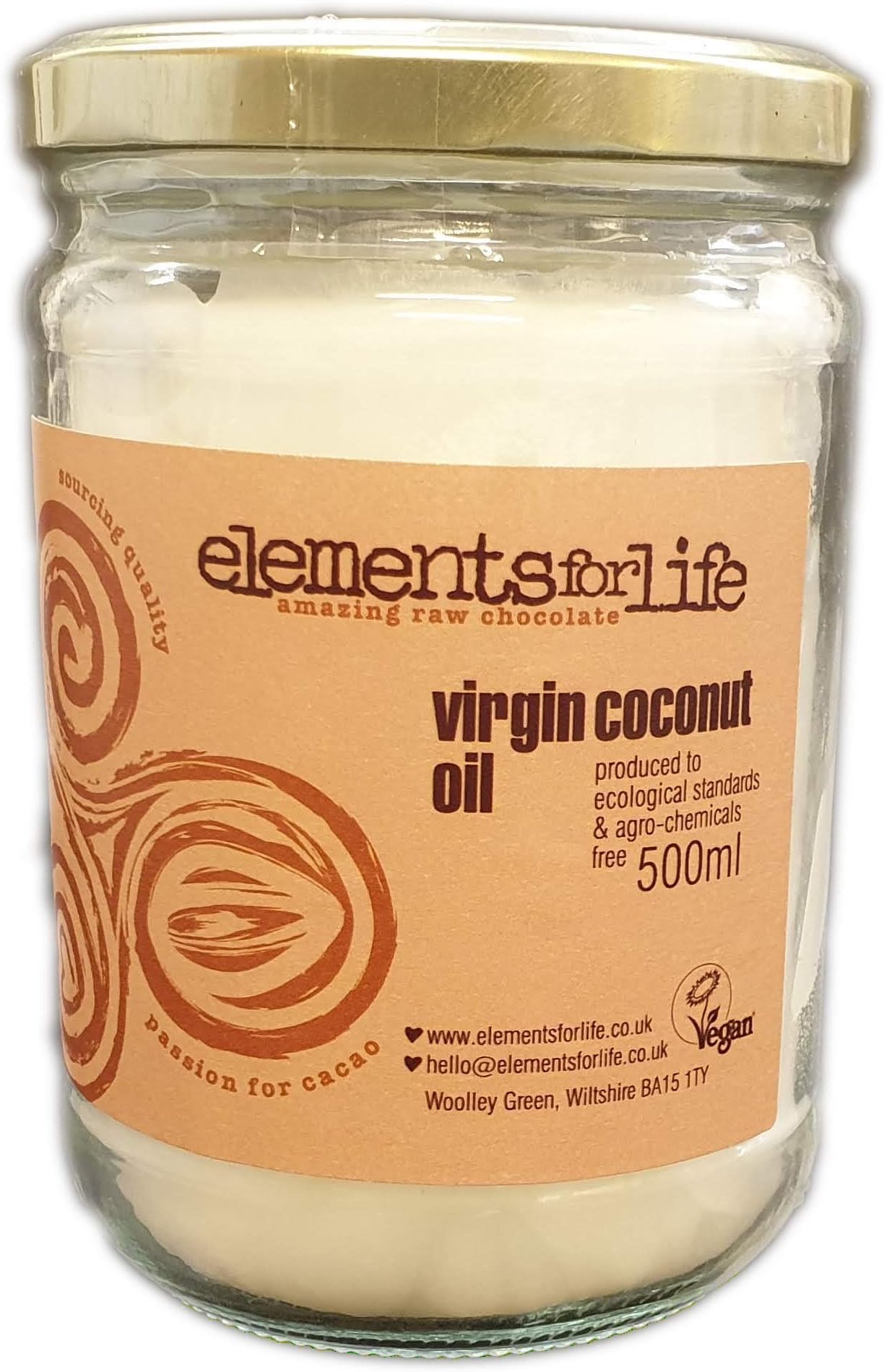 Virgin Coconut Oil, Cold-Pressed, Raw & Unrefined 500ml Glass Jar