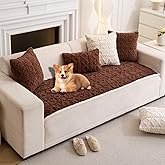 TieyaChkis Plush Couch Cover for Pets Super Soft Sofa Covers for Cats & Dogs Washable Sofa SlipCover Furniture Couch Protector for Living Room(35" x 71", Brown)