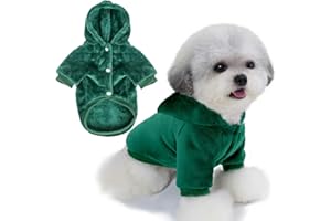 FabriCastle Dog Hoodie Sweater for Small Dogs Boy and Girl, Dog Clothes XS XXS Puppy Sweatshirt, Pet Outfit, Cat Clothing Super Soft Warm Snap On Closure (Dark Green, Small)