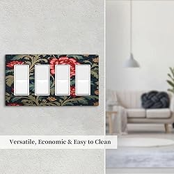 Tewujay Red Floral with Green Blue Leafy 4 Gang