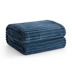 Vessia Flannel Fleece Navy Blue Throw Blanket