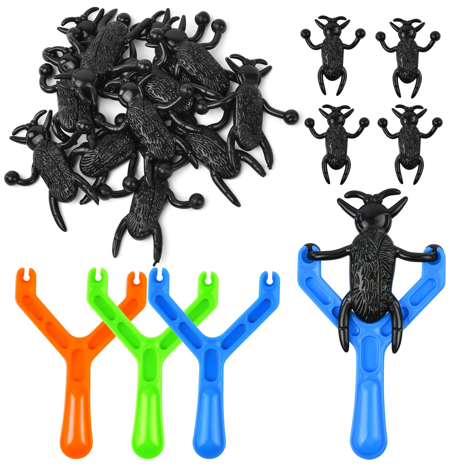 Ainiv Cockroach Poo Slingshot Toy, 12 Cockroach Poo and 3 Slingshots, Finger Shooting Slingshot Prank for Kids and Adults, Squishy Squeeze Toys for Kids Adults Autism and ADHD Prank Toys (F5-3351564)
