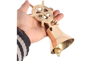 HANDCRAFTED TRADING CO. 3" Brass Hand Bell Muscial Design Call Bell Wedding Bell Christmas Bell Wheel Design