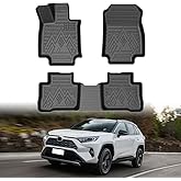 Mixsuper Floor Mats for Toyota RAV4 2019-2025, All Weather Floor Liners for Toyota RAV4 Accessories, Durable 1st and 2nd Row Set Black
