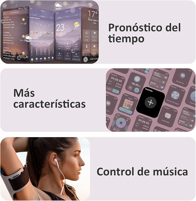 Relógio inteligente feminino (Fazer/Receber Chamadas), Relógio Inteligente Feminino de 1,85" - Monitor de Frequência Cardíaca/Oxímetro/Sono, Mensagens do Whatsapp, Pulseira de Atividade - 100+ Modos Desportivos, Pedómetro, Android iOS — foto 6 de 7