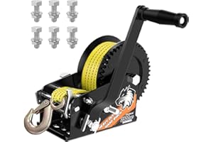 Truqual 3500LB Boat Trailer Winch, Heavy Duty Boat Winches for Trailers with 33FT Yellow Strap, 2 Speed Ratchet 4:1/8:1 Gear, Manual Trailer Winch for Towing Boats, Trucks, Jet Skis, RVs, and ATVs