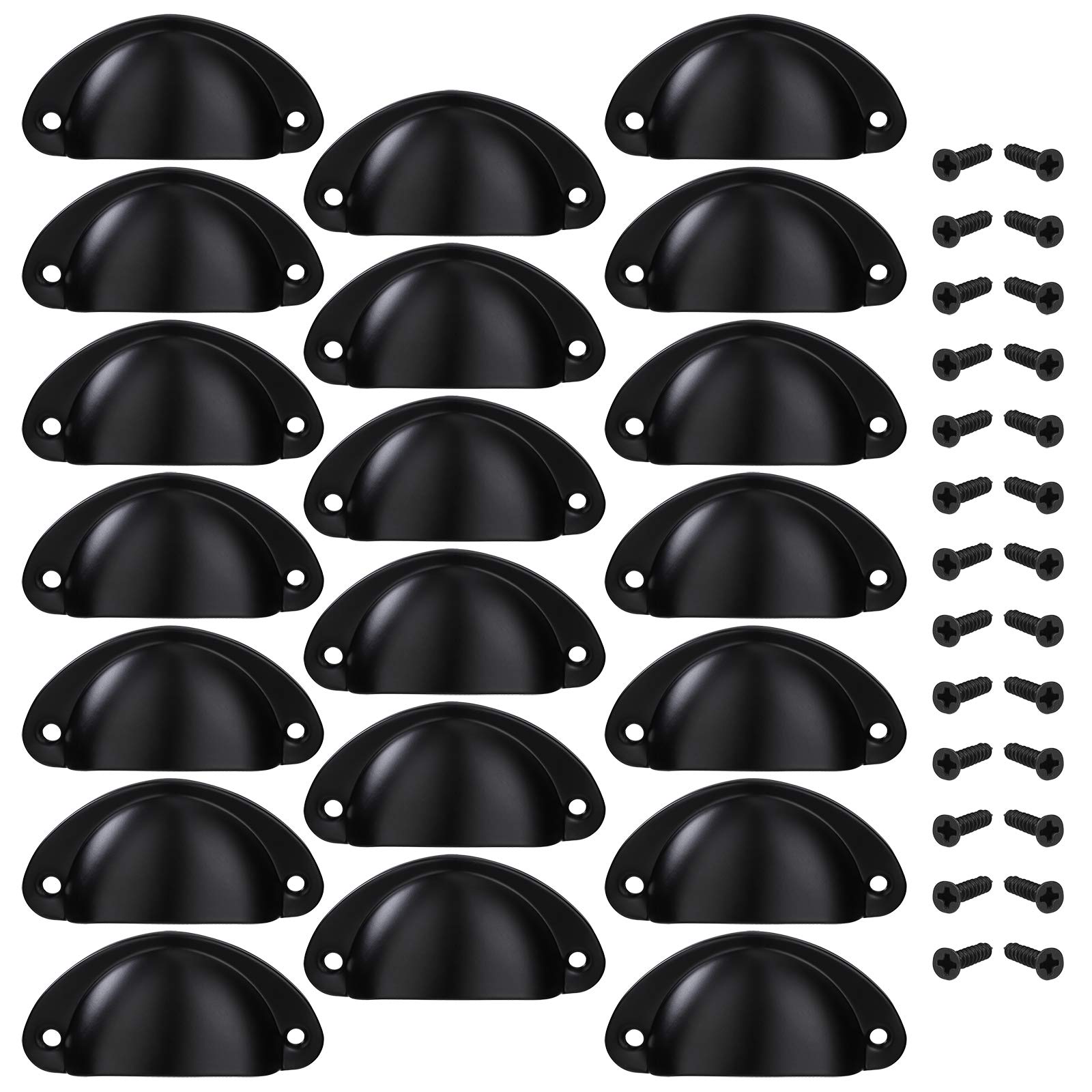 MengH-SHOP Shell Shaped Drawer Knob Door Handle Decoration Door Furniture Drawer Wardrobe Cupboard with Screws 20 Pieces Black