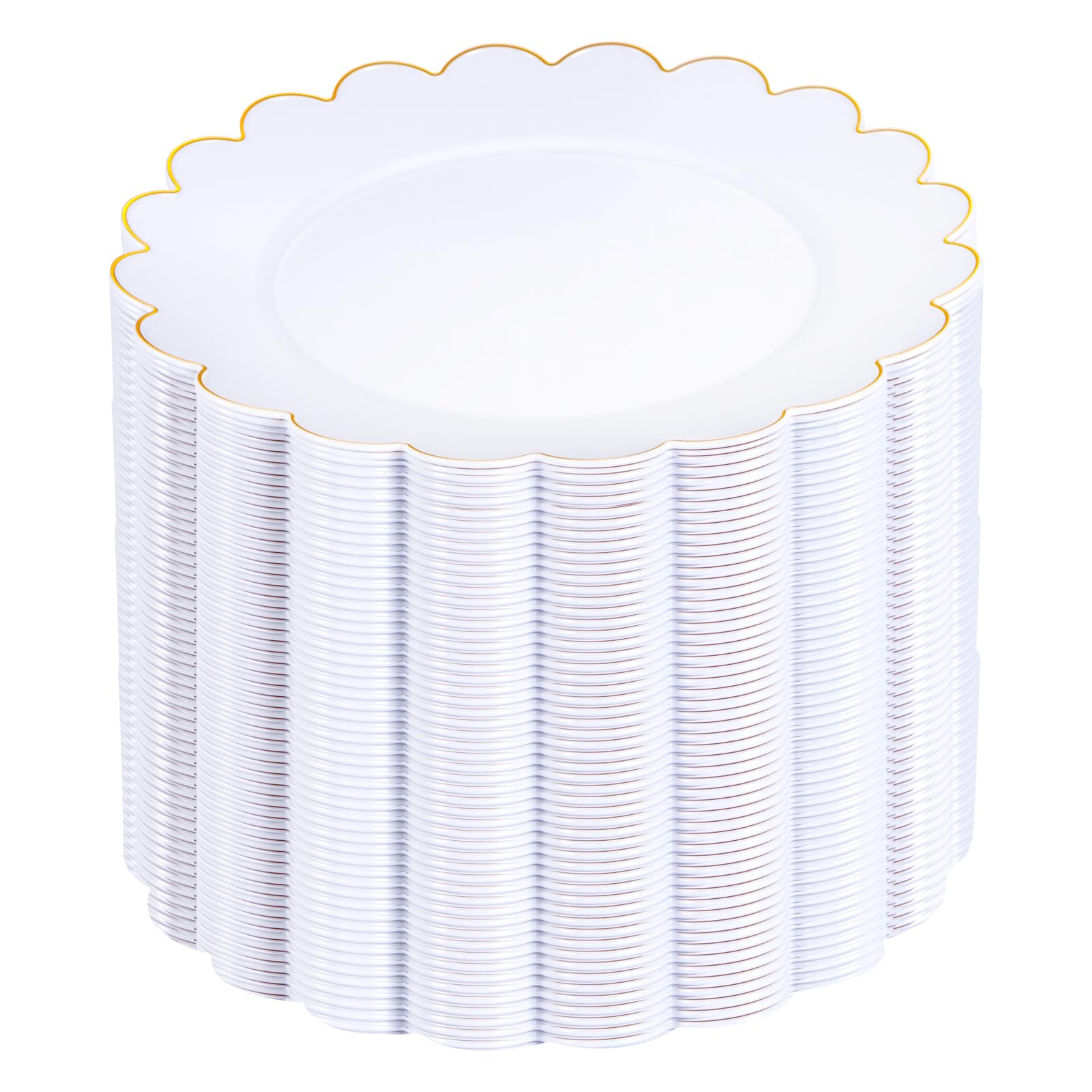 Photo 1 of SUT 72Pcs Plastic Plates-7.5inch White Dessert Plates with Gold Trim, White Disposable Plates, Disposable Plates,Fancy Plastic Plates, Heavy Duty Plastic Plates for Wedding & Parties