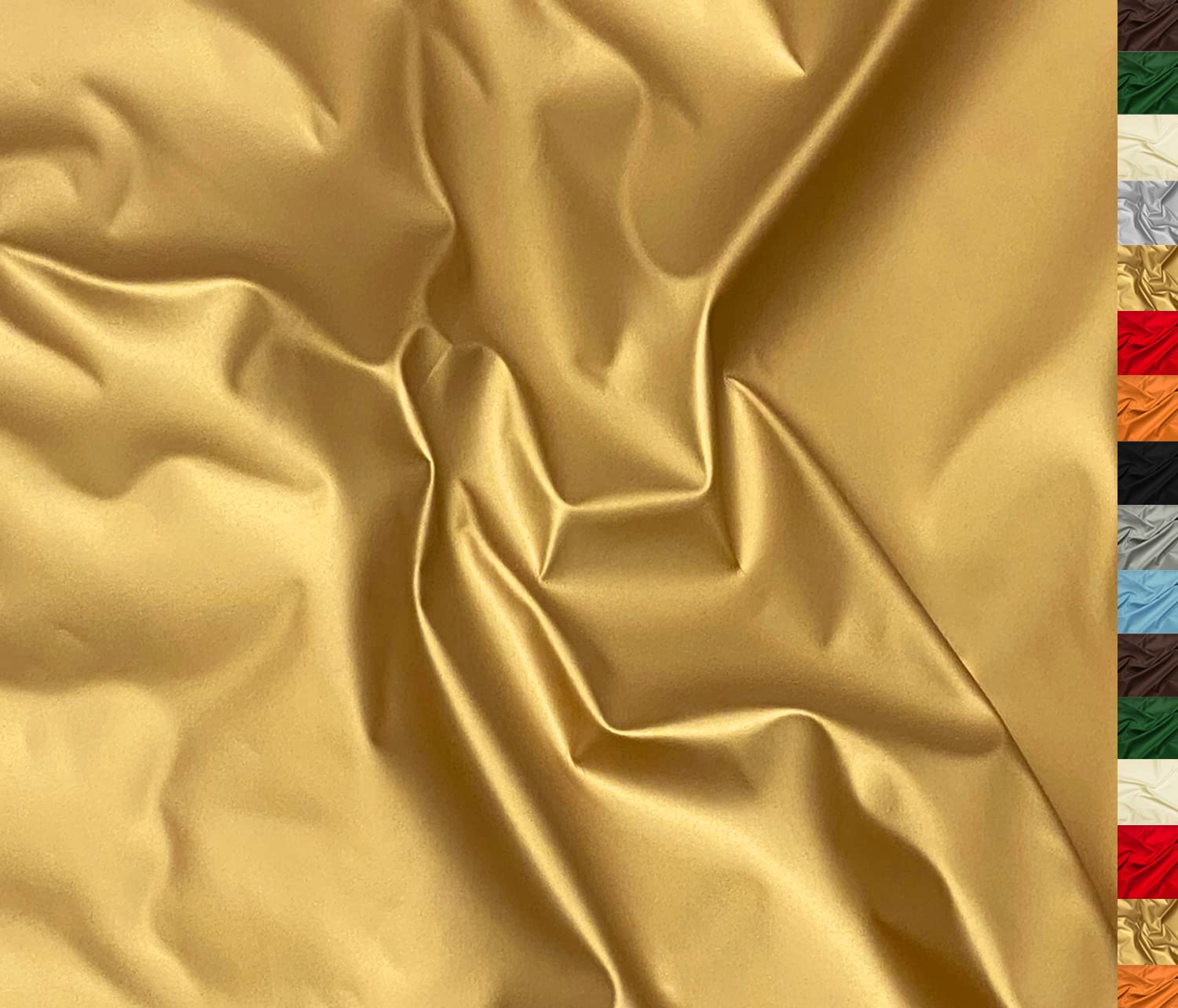 A-Express Soft Faux Leather Fabric Spandex Stretch Smooth Matt Matte Leatherette Vinyl Material 140cm 55" Wide 230gsm One Way Stretch Sold Per Meter - 5 Meters 500cm x 140cm Gold