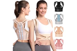 Fit Geno Posture Corrector for Women: Adjustable Lightweight Upper Back Brace for Neck Shoulder & Upper Back Pain Relief - Improve Posture Correct Hunchback Slouching Kyphosis Invisible Under Clothes (M/L Under Bust 32"-45")