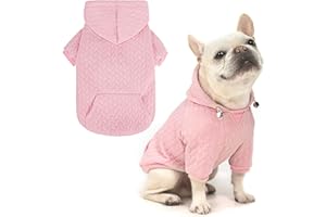 EXPAWLORER Textured Cable Knit Basic Dog Hoodie, Elevated Style Dog Sweater with Leash Hole and Pocket, Soft and Warm Pet Winter Coat, Cold Weather Clothes for Small Medium Large Dogs,Pink M