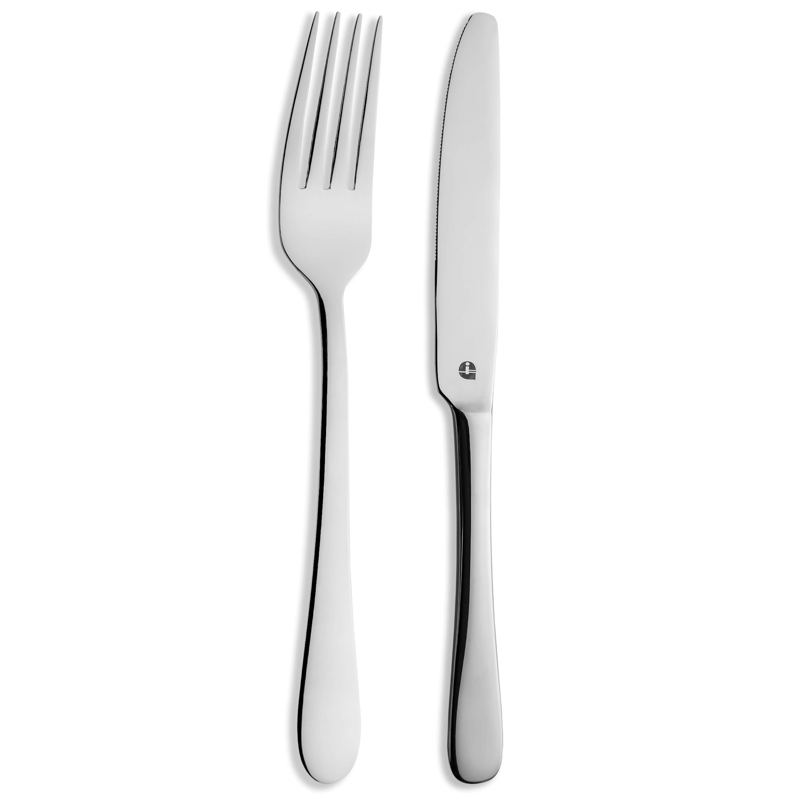 Grunwerg Windsor Carded 2-Piece Table Knife and Fork Set 2TFTKWDR/C, 18/0 Stainless Steel, Rot, Schwarz