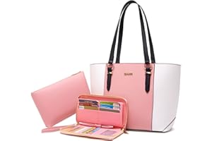 QIYUER Women Purses Handbags Wallet Sets Shoulder Bags Top Handle Satchel Tote Purse Work Bag Set With Matching Wallet 3pcs