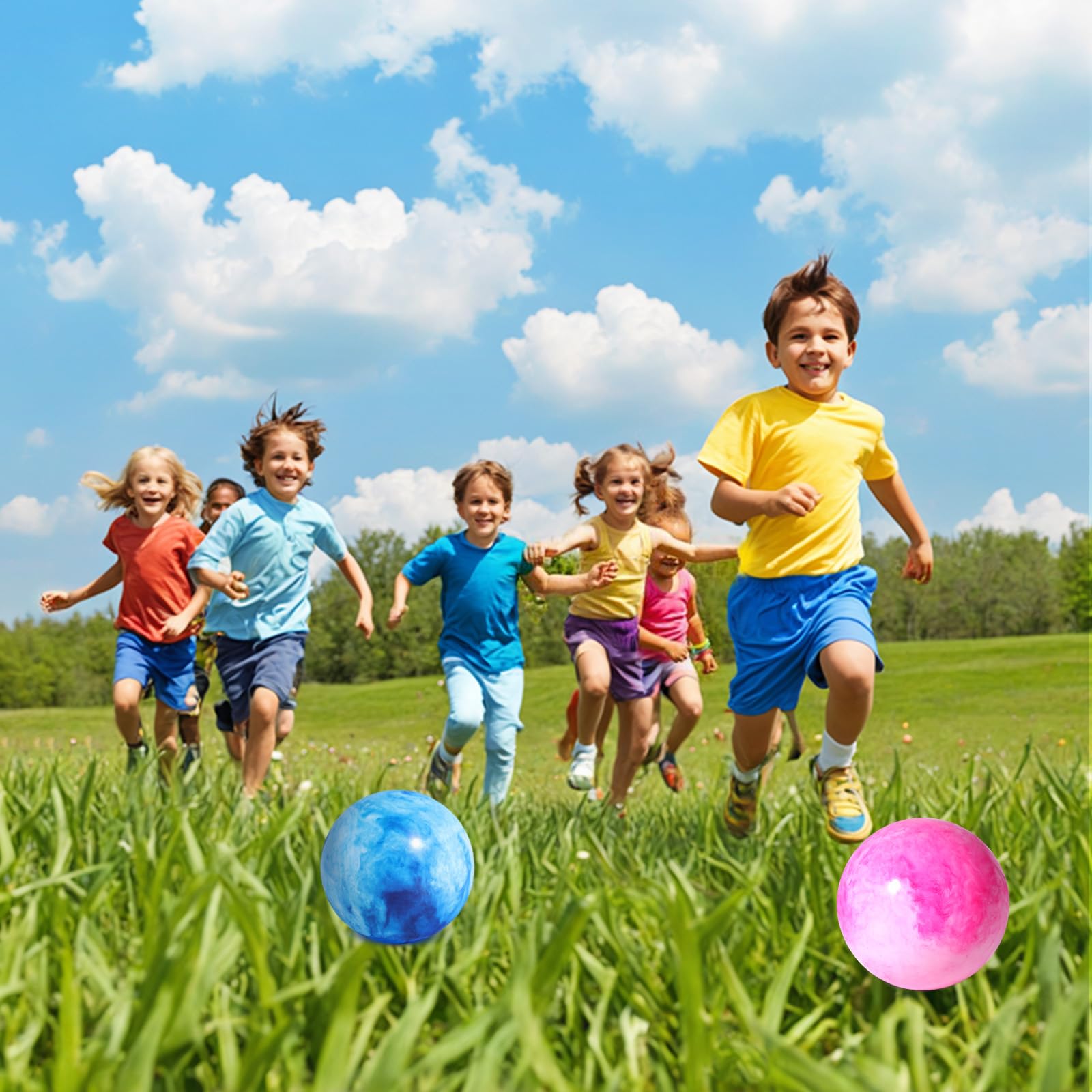 AMOR PRESENT 2PCS Inflatable Playground Balls, 8.7 Inch Marbleized Bouncy Balls Rubber Kickballs Giant Dodgeballs, for Indoor Outdoor Ball Games