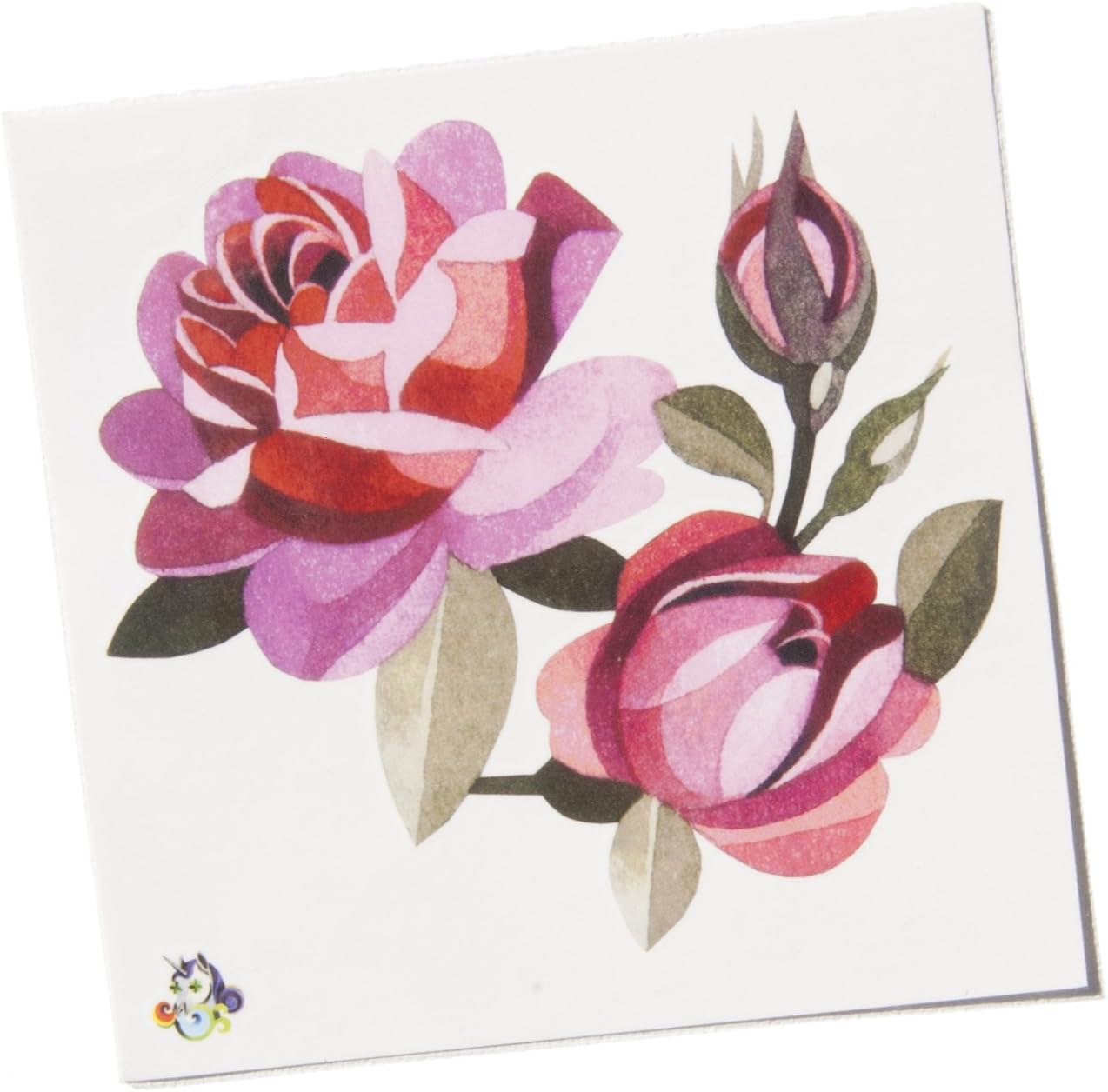 TattooYou Pink Roses Temporary Tattoo for Women - Finest Quality Watercolor Style Temporary Rose Tattoo - Hand Drawn Design by Sasha Unisex - 4 by 4 Inches
