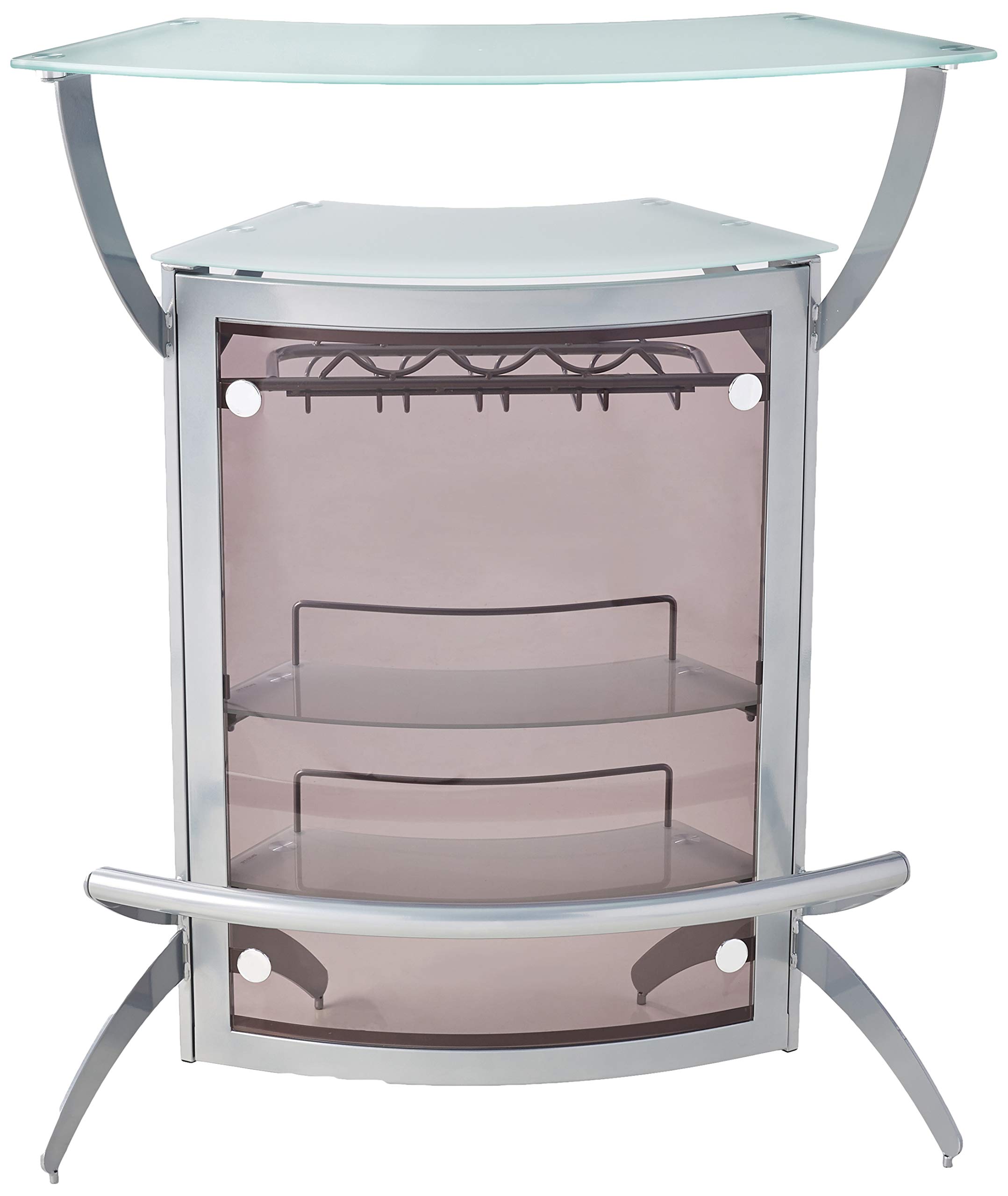 2 Shelf Bar Unit With Glass Top Silver Frosted And Smoke Buy