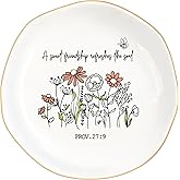 MQPPKJ Christian Bible Verse Jewelry Dish Trinket Tray Gifts- Inspirational Ceramic Ring Jewelry Tray Gifts for Women-A Sweet Friendship Refreshes the Soul-Proverbs 27:9 (Modern-Friendship)