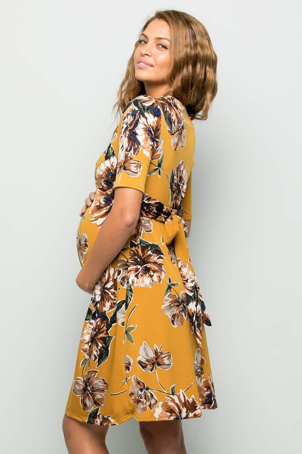 My Bump Women's Overlay Printed Baby Shower Nursing Maternity Wrap Dress at  Women’s Clothing store