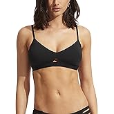 Seafolly Womens Active Hybrid Bralette Bikini Top Swimsuit with Center Keyhole Detail