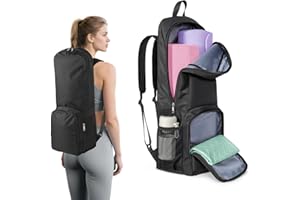 Tangoner Yoga Mat Bag Carrier Zipper Closure Multi Functional Essential Pockets Exercise Yoga Mat Holder Backpack