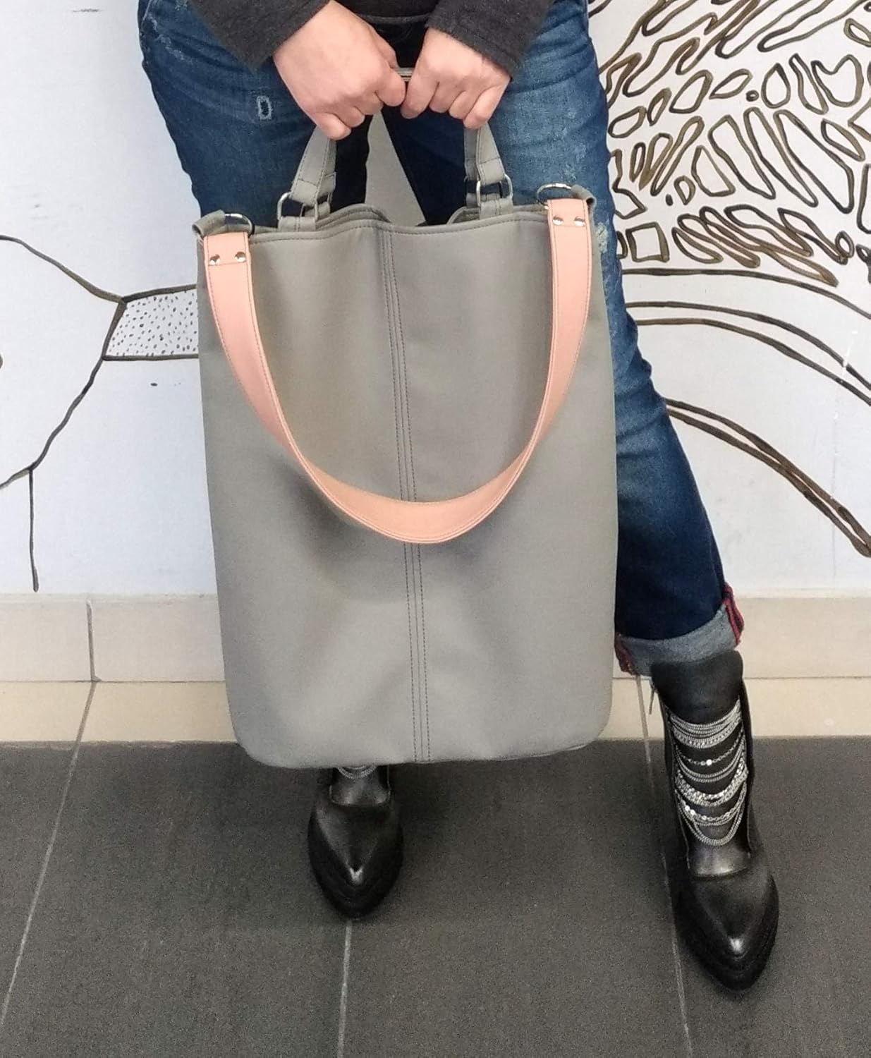 vegan leather bucket bag