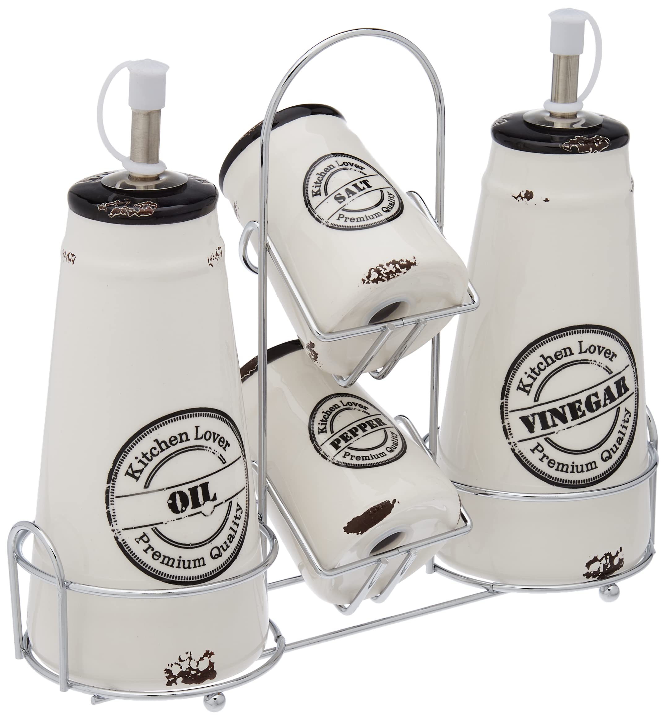 Tognana Urban Chic Menage Oil, Vinegar, Salt, Pepper, Ceramic, White, 1