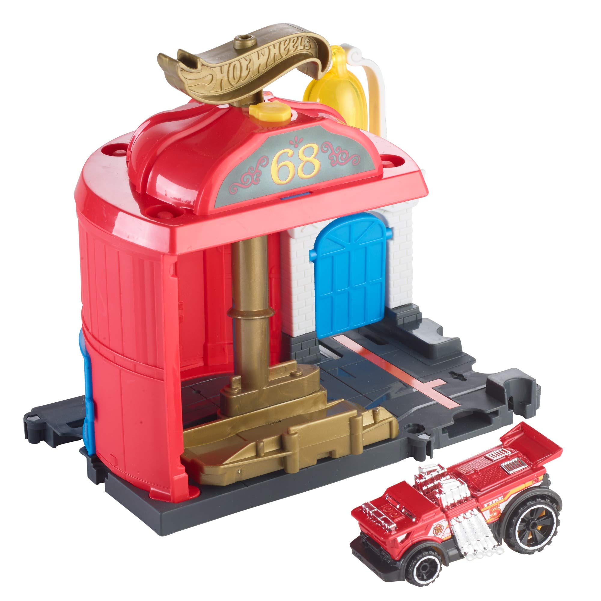 Hot Wheels FMY96 City Downtown Fire Station Spinout Play Set