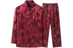 YEMYIQZ Kung Fu Uniform for Men Shirt Suit Chinese Traditional Tang Hanfu Martial Arts Wing Chun Tai Chi Training Cloth Pants