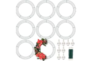 ULTRAOUTLET 8 Pack Wire Wreath Frame 12 Inch Metal Form Ring for Crafts DIY Front Door Christmas New Year Valentines Wedding Garden Home Party Decoration With 38 Yard Paddle Wire