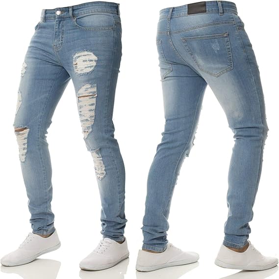 Amazon Samhapwui メンズジーンズ デニムパンツ ジーパン ウォッシュ スキニー ストレッチ バイクジーンズ ダメージ 水色 Xxxl ジーンズ 通販