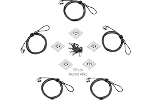 LORADAR 5Pack Laptop Cable Lock Hardware Security Cable Lock Anti Theft 5Keys 6.7Ft Compatible for Laptops, iMac,Out Door TV,Mac Mini,& Other Devices Longer Cable (keyed Alike)