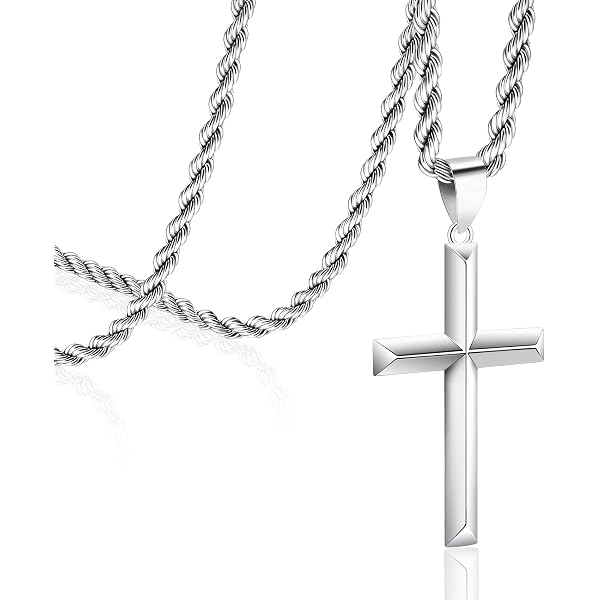 Sideways Cross Necklace 16-18" In Silver Or Gold Stainless Steel Pendant - Gift Ready