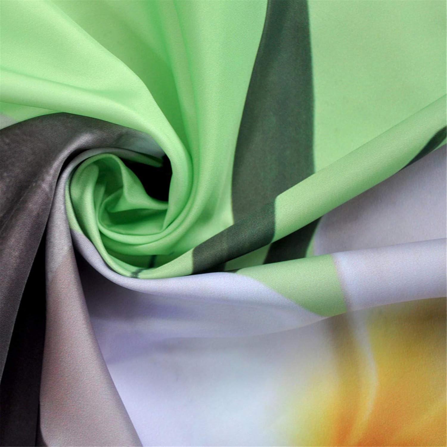 LB Zen Spa Extra Long Shower Curtain White Orchid Green Bamboo Bathroom Curtain Polyester Anti Mould Waterproof Bath Curtains with Hooks,71x78 inches - Image 4