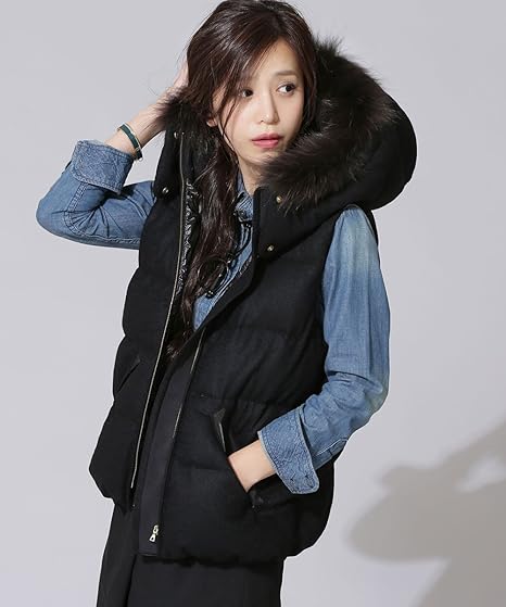 Amazon ナノ ユニバース Nano Universe 西川ダウン ラクーンフード脱着ウールダウンベスト 38 ブラック Nano Universe レディース 通販