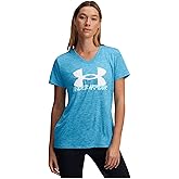 Under Armour, Womens, Tech Marker Twist Short Sleeve T-Shirt, Ether Blue/White/Stream, X-Small