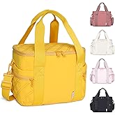 NOL Natural Organic Lifestyle Women's Nylon Lunch Cooler Cute Quilted Lunch Bag Large Leakproof Insulated Lunch Tote Bag for Work Picnic Travel,Earth-yellow