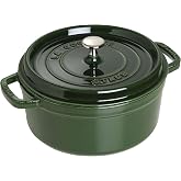 STAUB 1003977 Cast Iron Roaster/Cocotte, Round, 26 cm, 5 L, Basil/Green