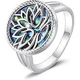 YONFQE Lotus Flower Ring S925 Sterling Silver Yoga Ring Lotus Jewelry Gifts for Men Women