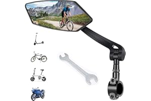 Favuit Bike Mirror, Handlebar Bicycle Rear View Mirror HD 360° Adjustable Wide Angle Bike Rearview Blast-resistant Lens for H