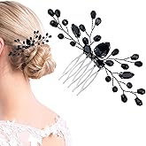 Black Rhinestone Bridal Hair Comb Vintage Onyx Teardrop Small Headpiece Crystal Decorative Wedding Hair Combs Bridal Side Combs Accessories for Women