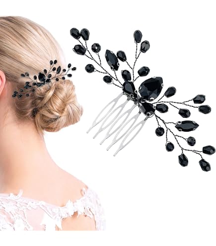 Amazon.com : YERTTER Wedding Crystal Leaf Bridal Hair Comb  display picture 3