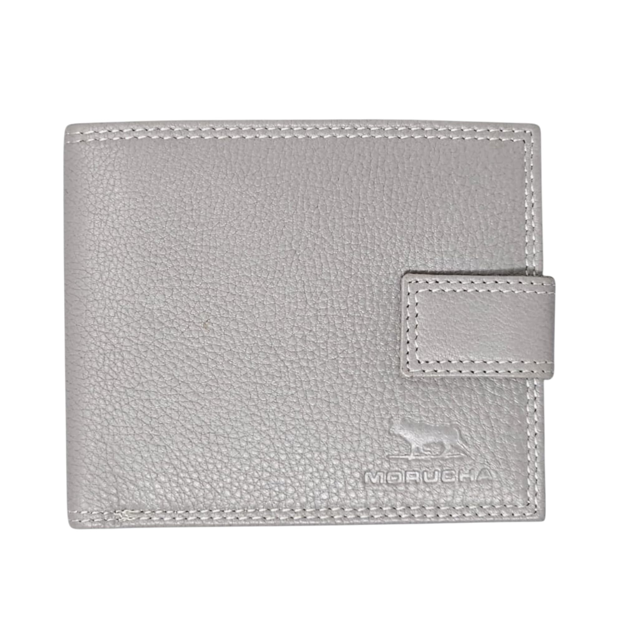 MORUCHA Men’s RFID Blocking Bifold Wallet - Genuine Cowhide Leather, Contactless Protection, External Zip Coin Pocket, Compact Purse, Gift Boxed, Grey M70