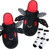 Shyyween Mothman Plush Slipper with Sock Winter Novelty Mothman Gift for Women Men Warm Cryptids Animal Slippers