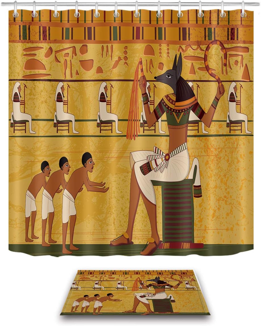 LB Ancient Egyptian Fresco Mural Painting Ancient Egypt Theme Shower