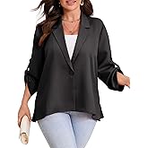 ShopWonder Womens Plus Size Long Sleeve Classic Draped Open Front Lightweight Blazer