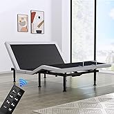 Yiree Queen Adjustable Bed Base Frame, Wireless Remote & Lift Motor, Dual USB Ports,Ergonomic Upholstered Bed Frame, Under Bed Lighting, Independent Head and Foot Tilt